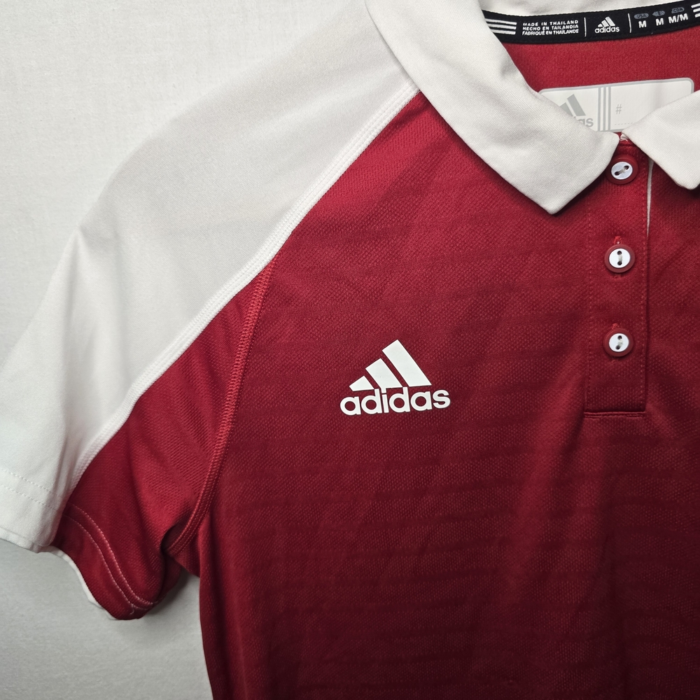 Adidas Men’s ClimaLite Red White Varsity Coach Polo Shirt Size M - Picture 2 of 10